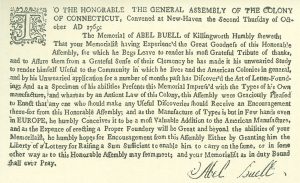 Buell's petition to the General Assembly of Connecticut, 1769.