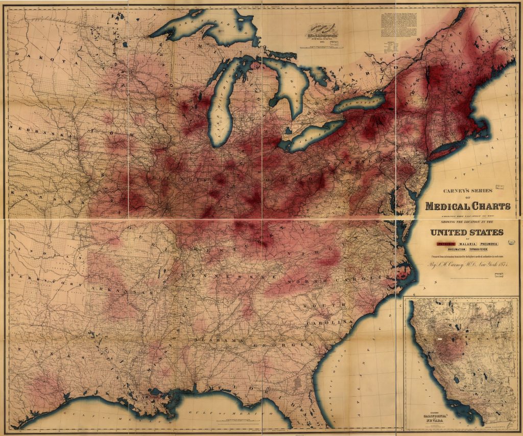Carney, L. H., M.D. Carney's series of medical charts showing location in the United States of. New York: G.W. & C.B. Colton & Co, 1874. Geography and Map Division