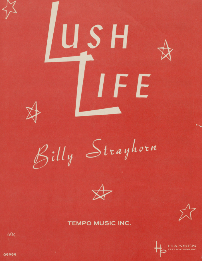 Bright red cover of commercial sheet music of "Lush Life."